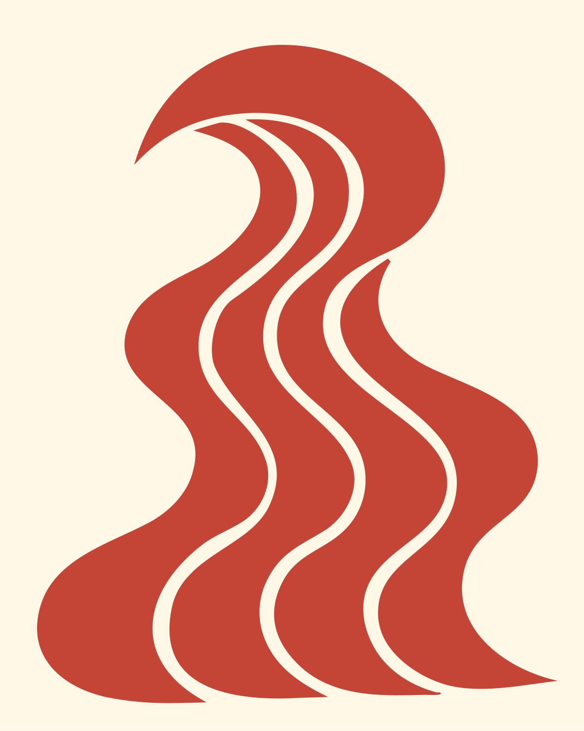 Bold Jellyfish Wave Mark #fff8e7/#c44536