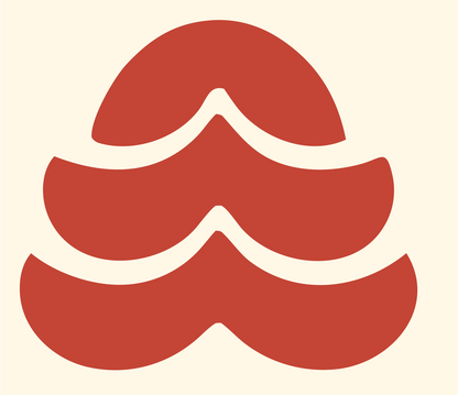 Tiered Pine Wave Emblem #fff8e7/#c44536