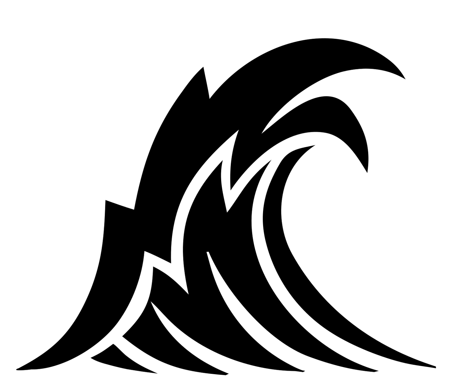 Hand-Drawn Crashing Wave Icon #ffffff/#000000