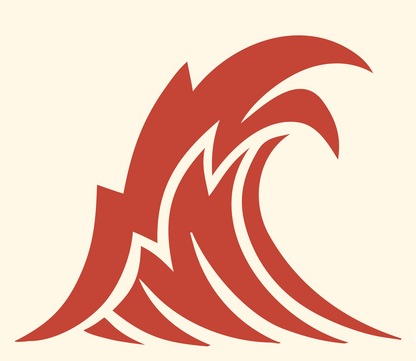 Hand-Drawn Crashing Wave Icon #fff8e7/#c44536