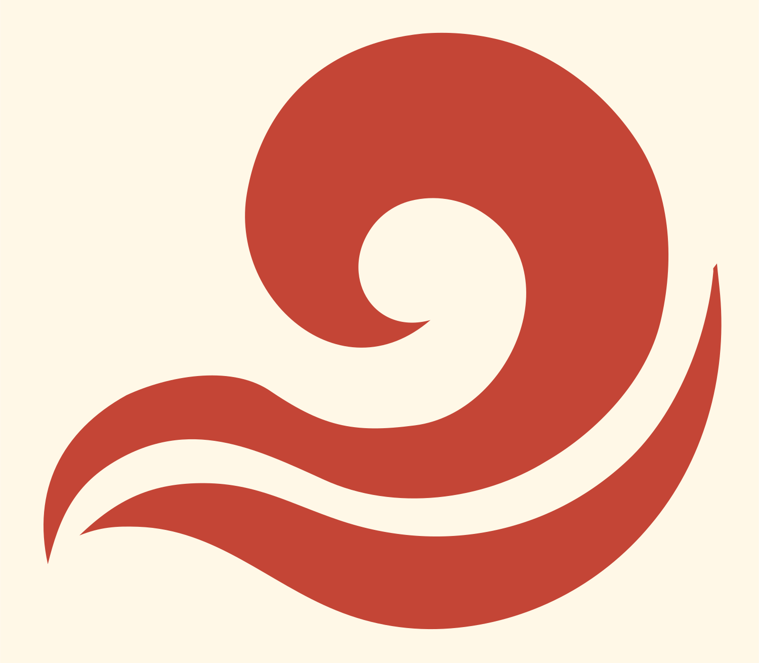 Hand-Drawn Spiral Wave Icon #fff8e7/#c44536