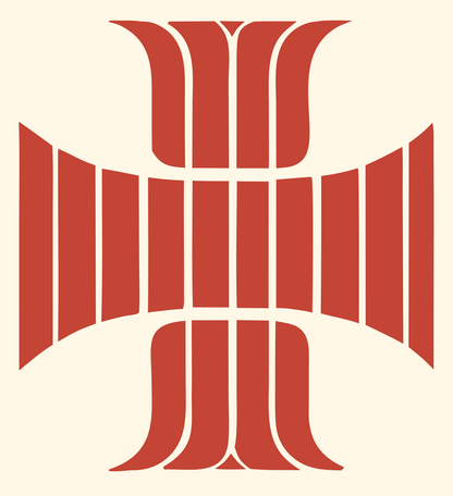 Bold Geometric Cross Emblem #fff8e7/#c44536