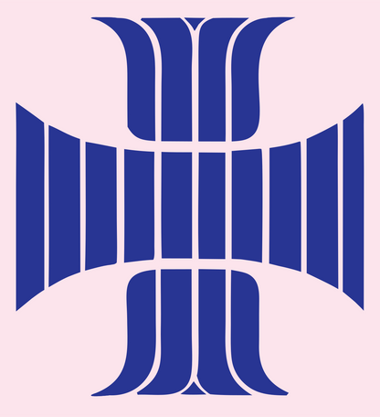 Bold Geometric Cross Emblem #fce4ec/#283593