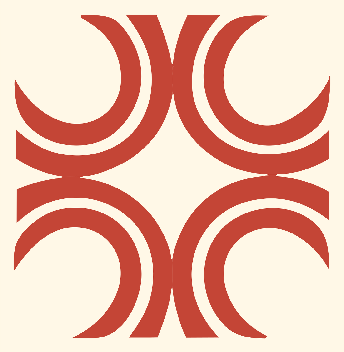 Bold Crescent Cross Mark #fff8e7/#c44536