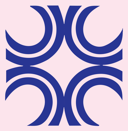 Bold Crescent Cross Mark #fce4ec/#283593