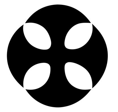 Negative Space Cross Circle Badge #ffffff/#000000