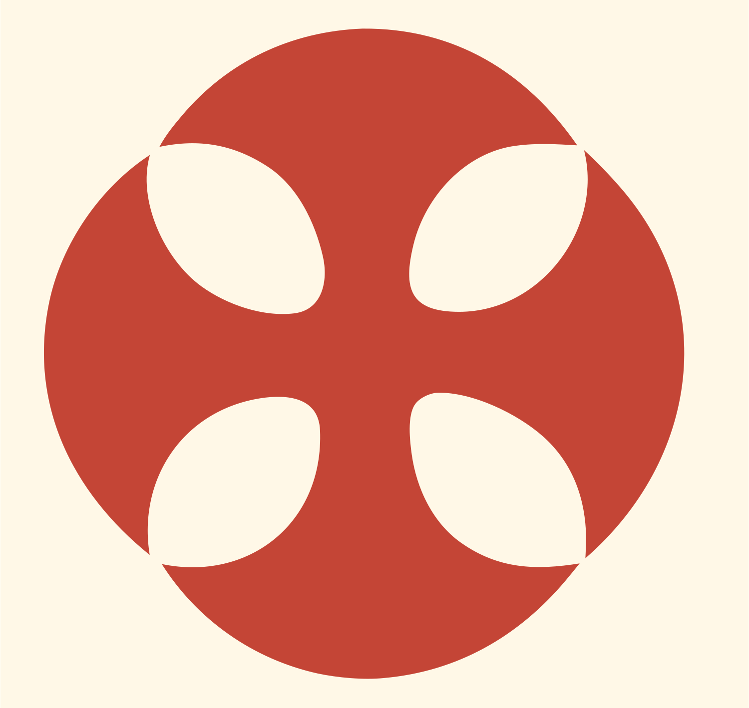 Negative Space Cross Circle Badge #fff8e7/#c44536