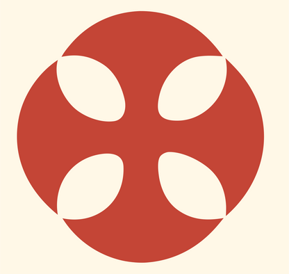 Negative Space Cross Circle Badge #fff8e7/#c44536