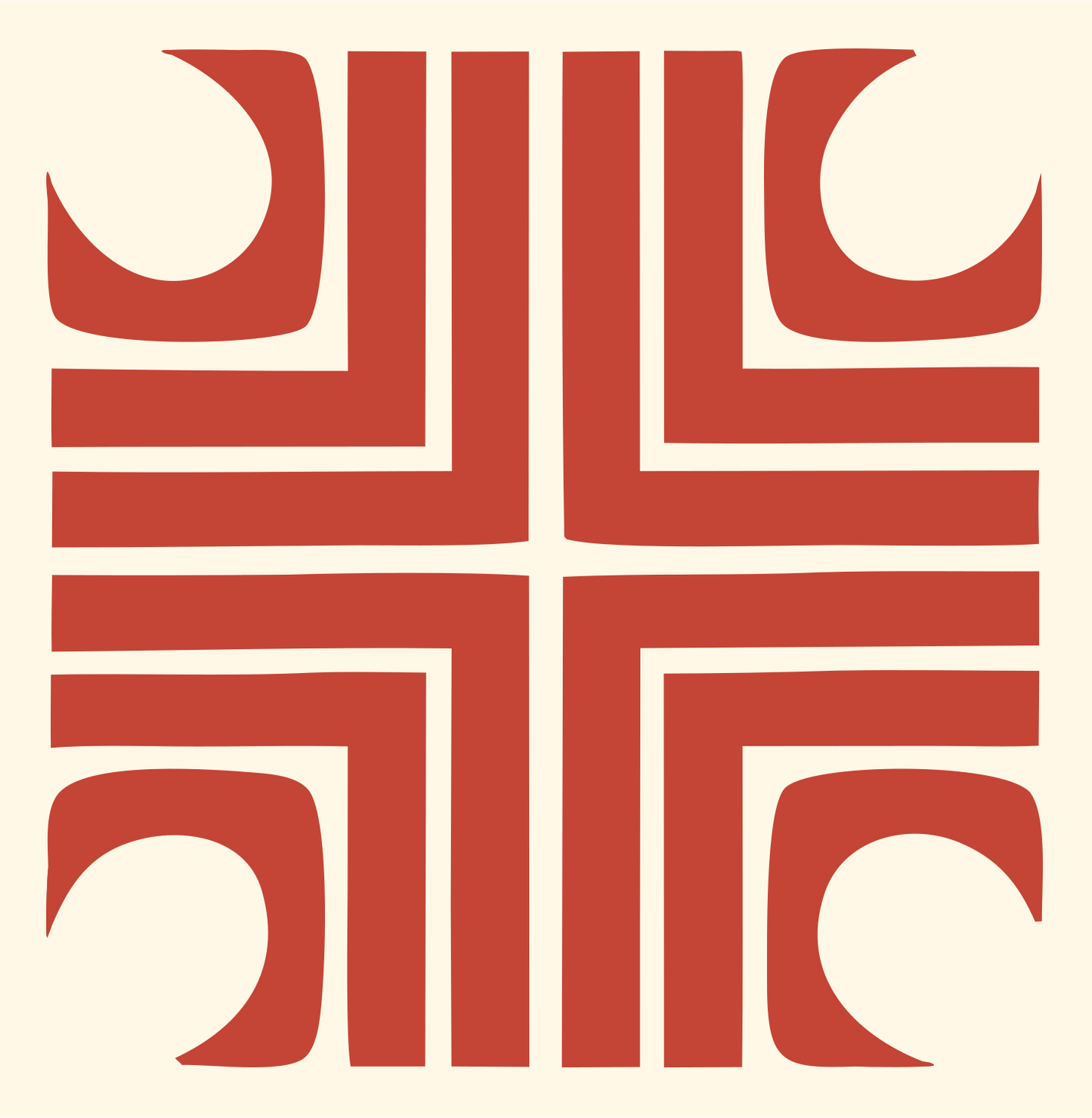 Bold Square Cross Icon #fff8e7/#c44536
