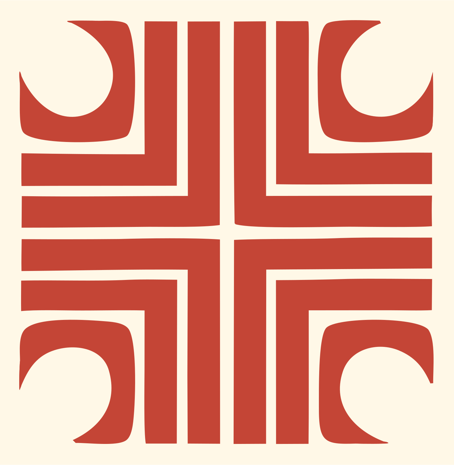 Bold Square Cross Icon #fff8e7/#c44536