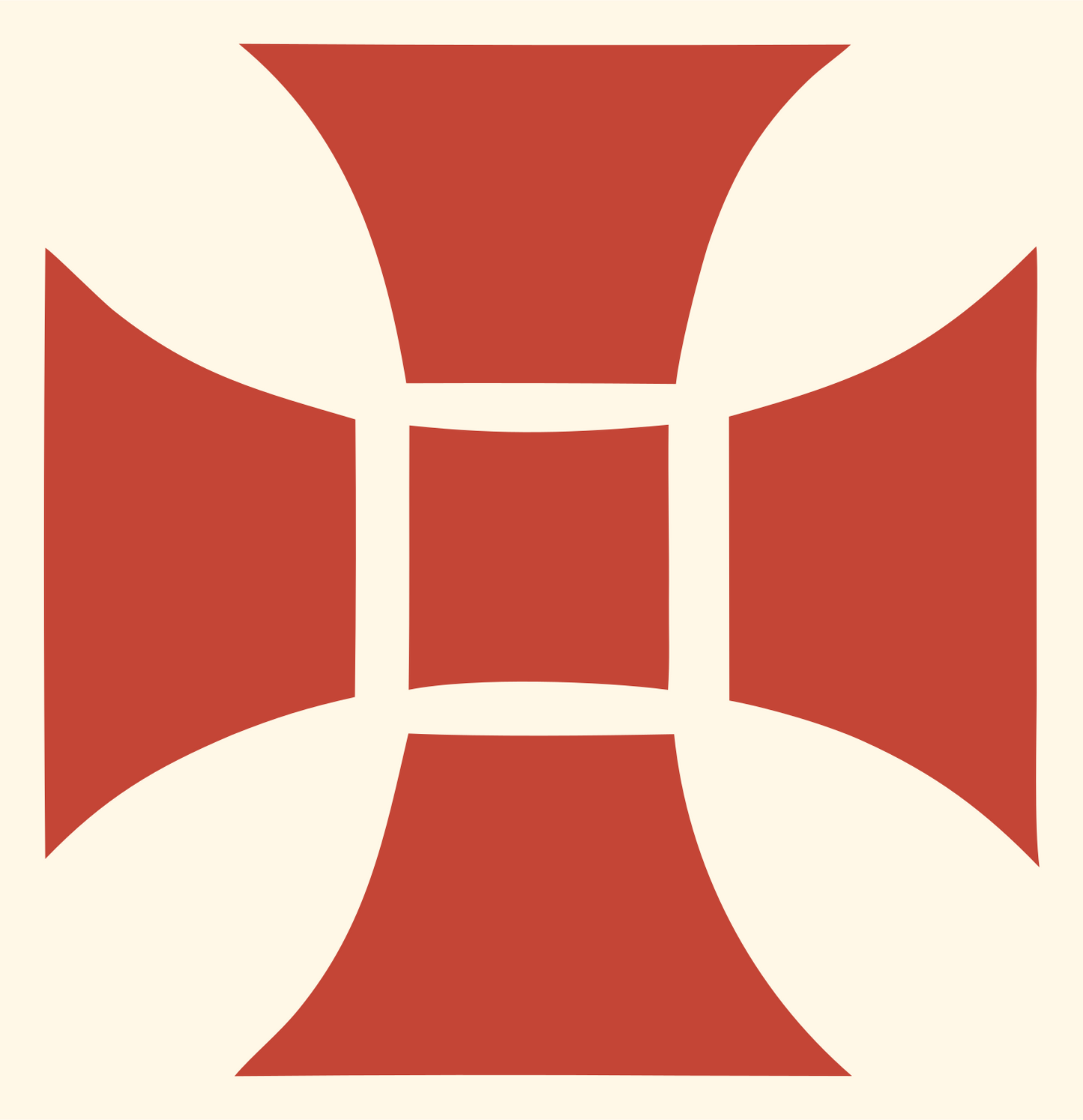 Maltese Cross Bold Mark #fff8e7/#c44536