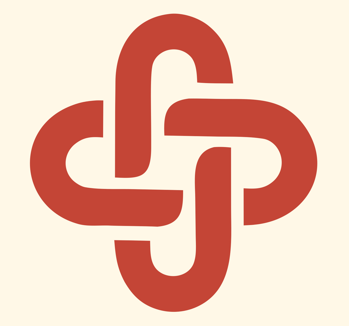 Monoline Interlocked Cross Mark #fff8e7/#c44536