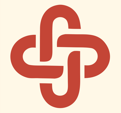Monoline Interlocked Cross Mark #fff8e7/#c44536