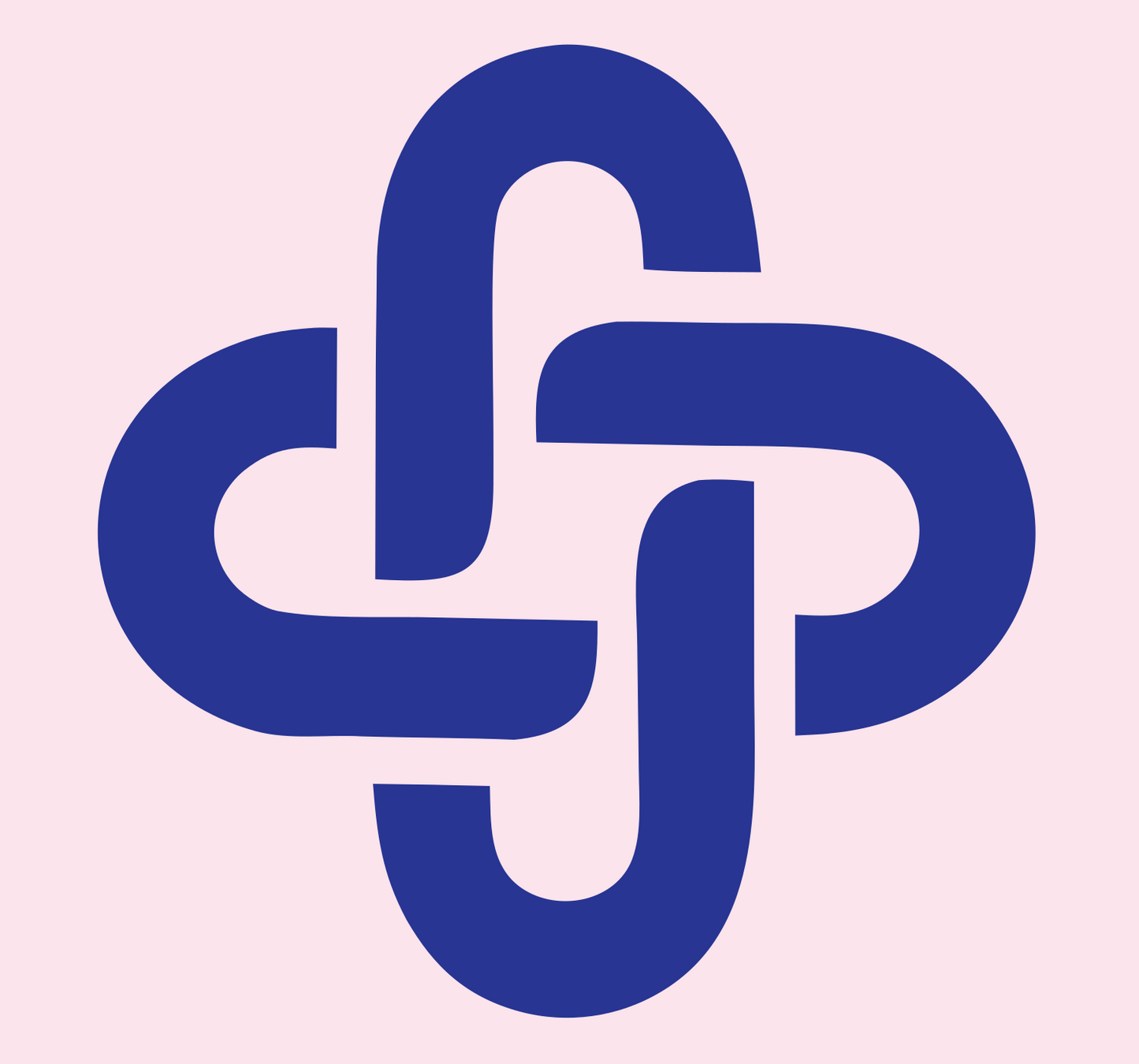 Monoline Interlocked Cross Mark #fce4ec/#283593