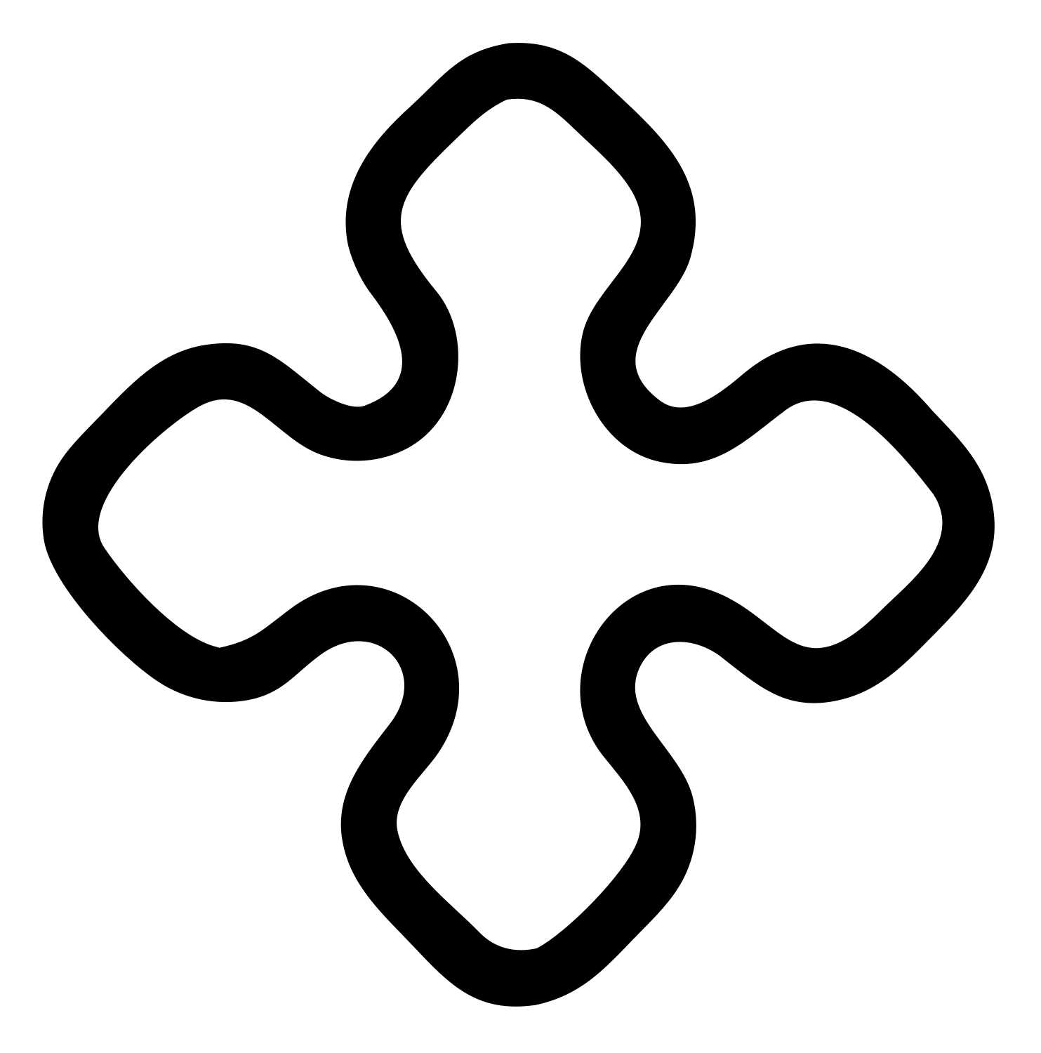 Monoline Curved Cross Mark #ffffff/#000000