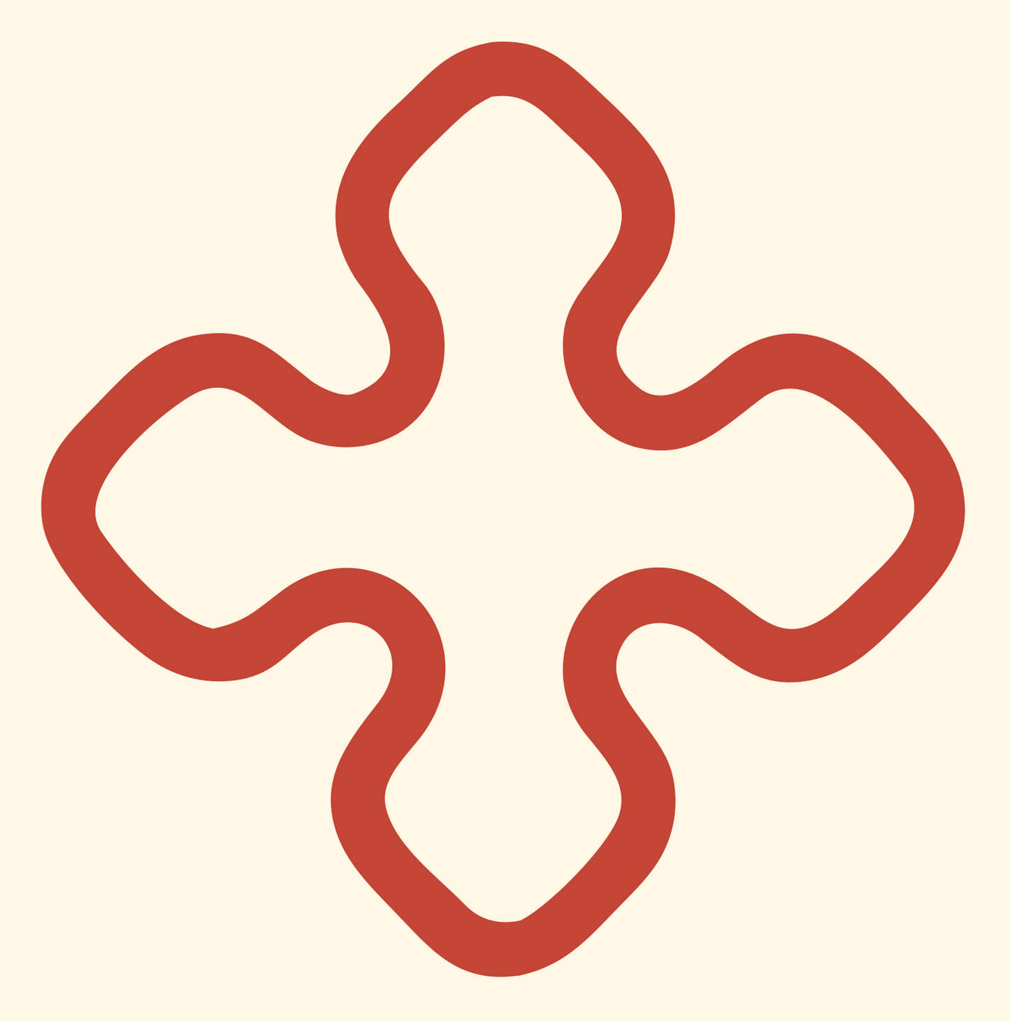 Monoline Curved Cross Mark #fff8e7/#c44536