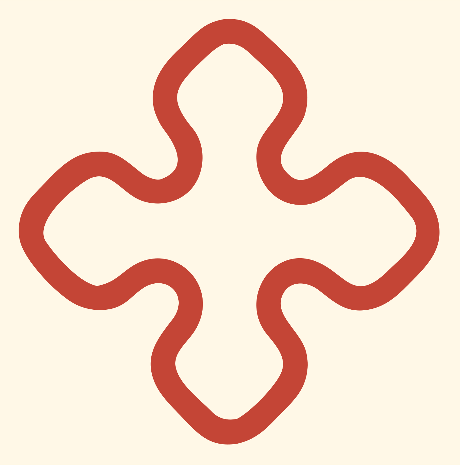 Monoline Curved Cross Mark #fff8e7/#c44536