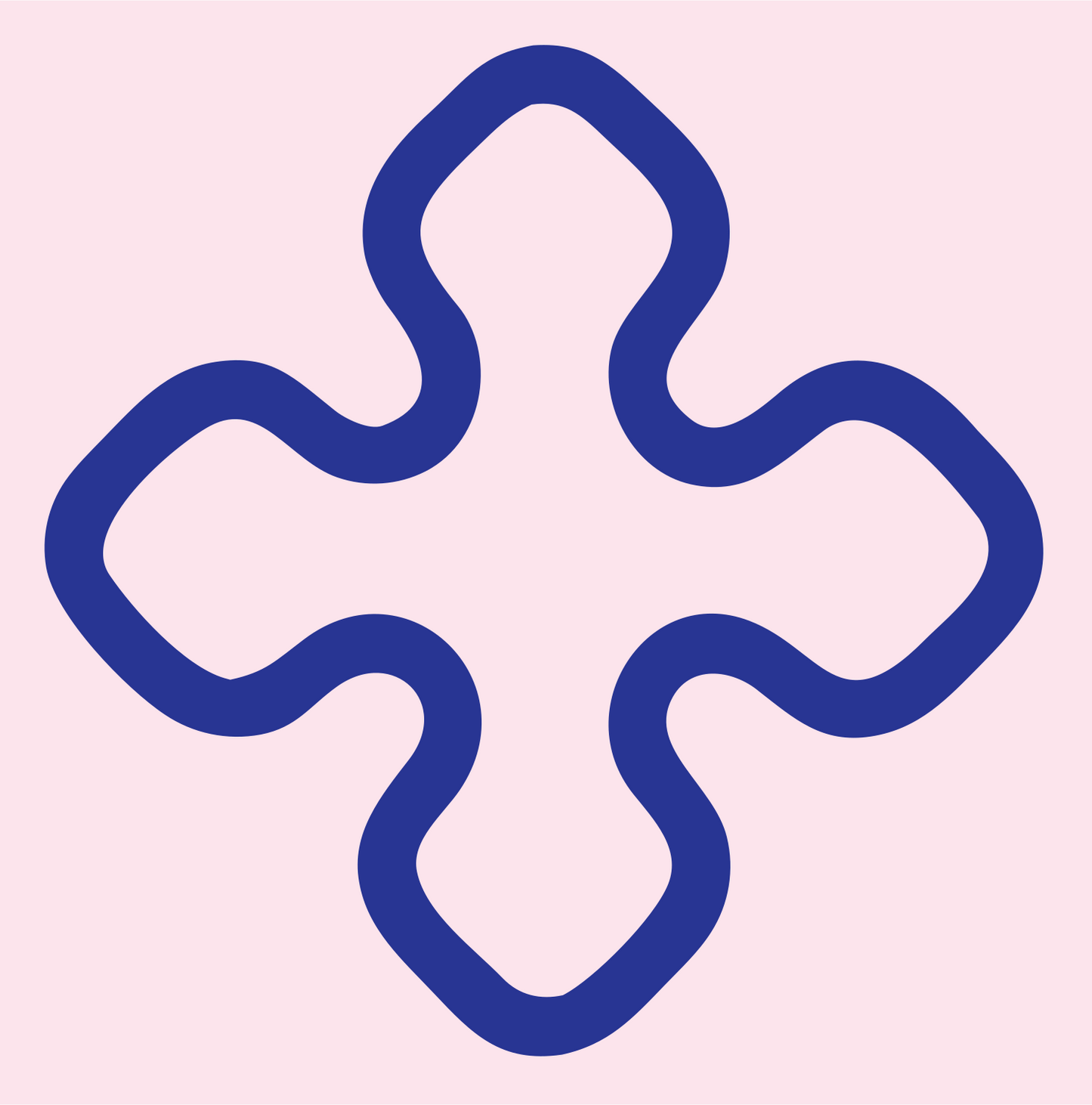 Monoline Curved Cross Mark #fce4ec/#283593