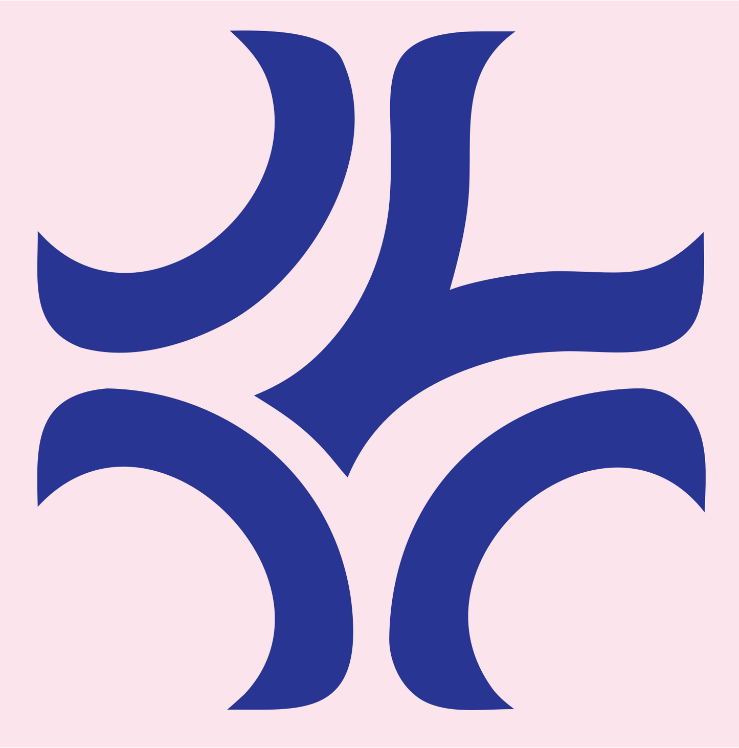 Curled Arm Cross Mark #fce4ec/#283593