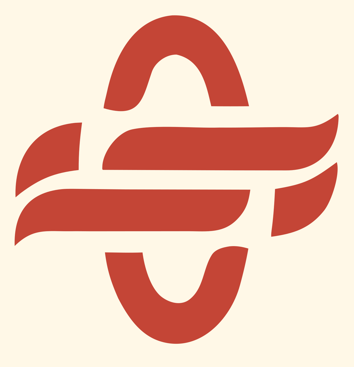 Monoline Winged Cross Mark #fff8e7/#c44536