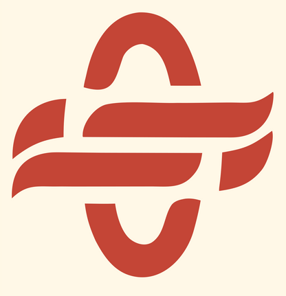 Monoline Winged Cross Mark #fff8e7/#c44536