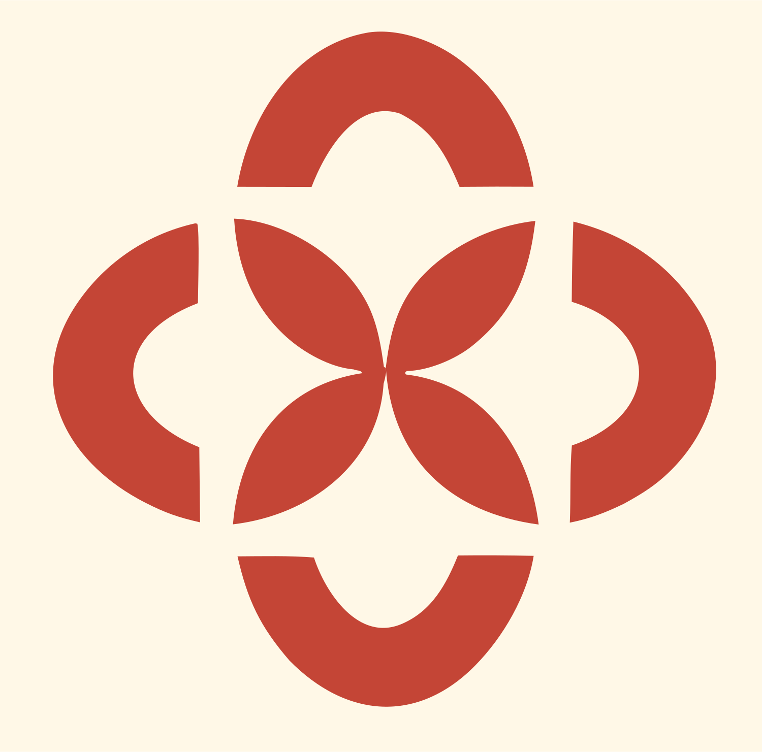 Monoline Petal Cross Mark #fff8e7/#c44536