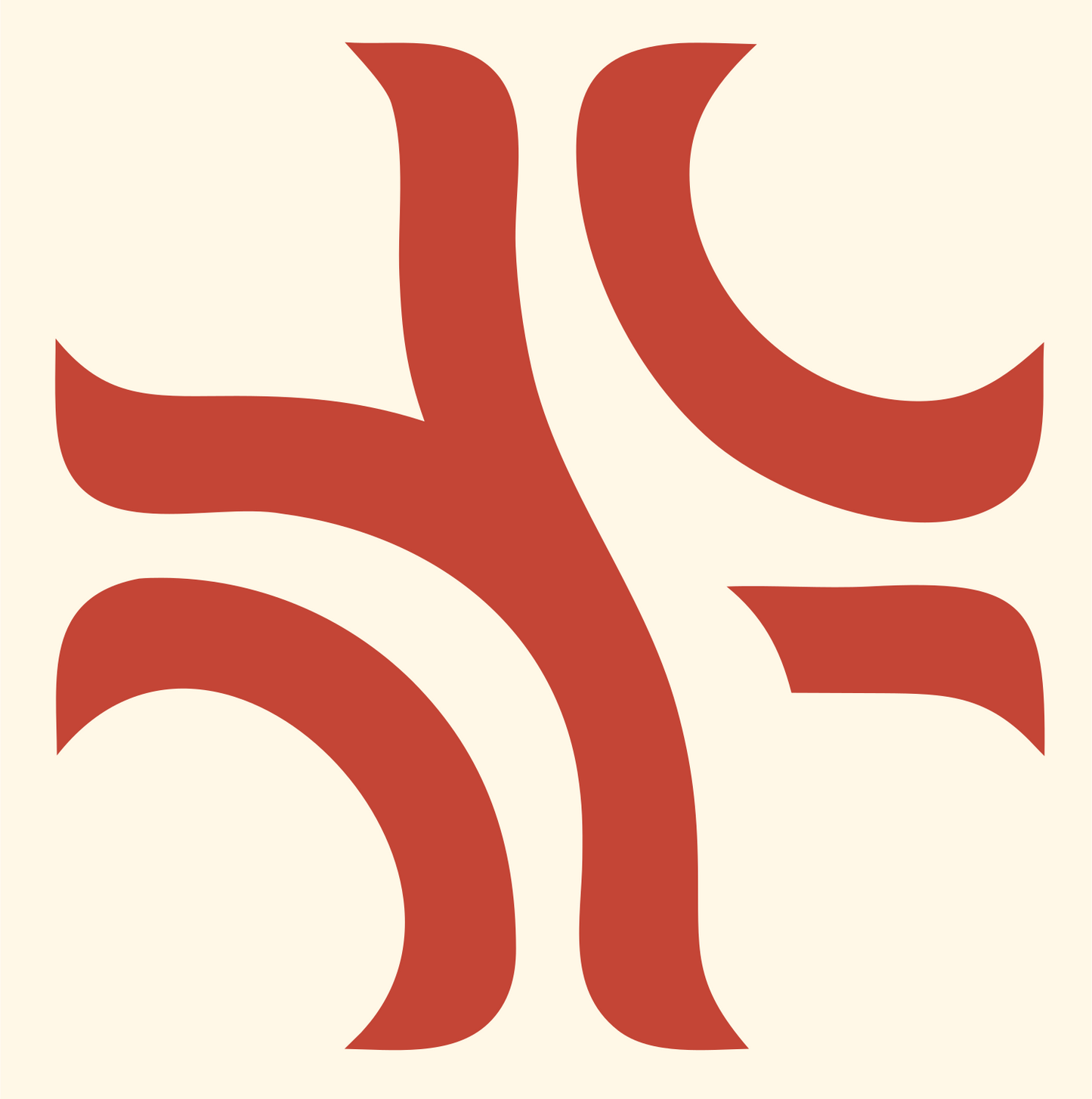 Monoline Spiral Cross Badge #fff8e7/#c44536