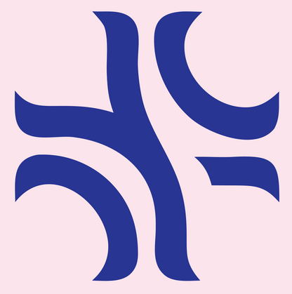 Monoline Spiral Cross Badge #fce4ec/#283593