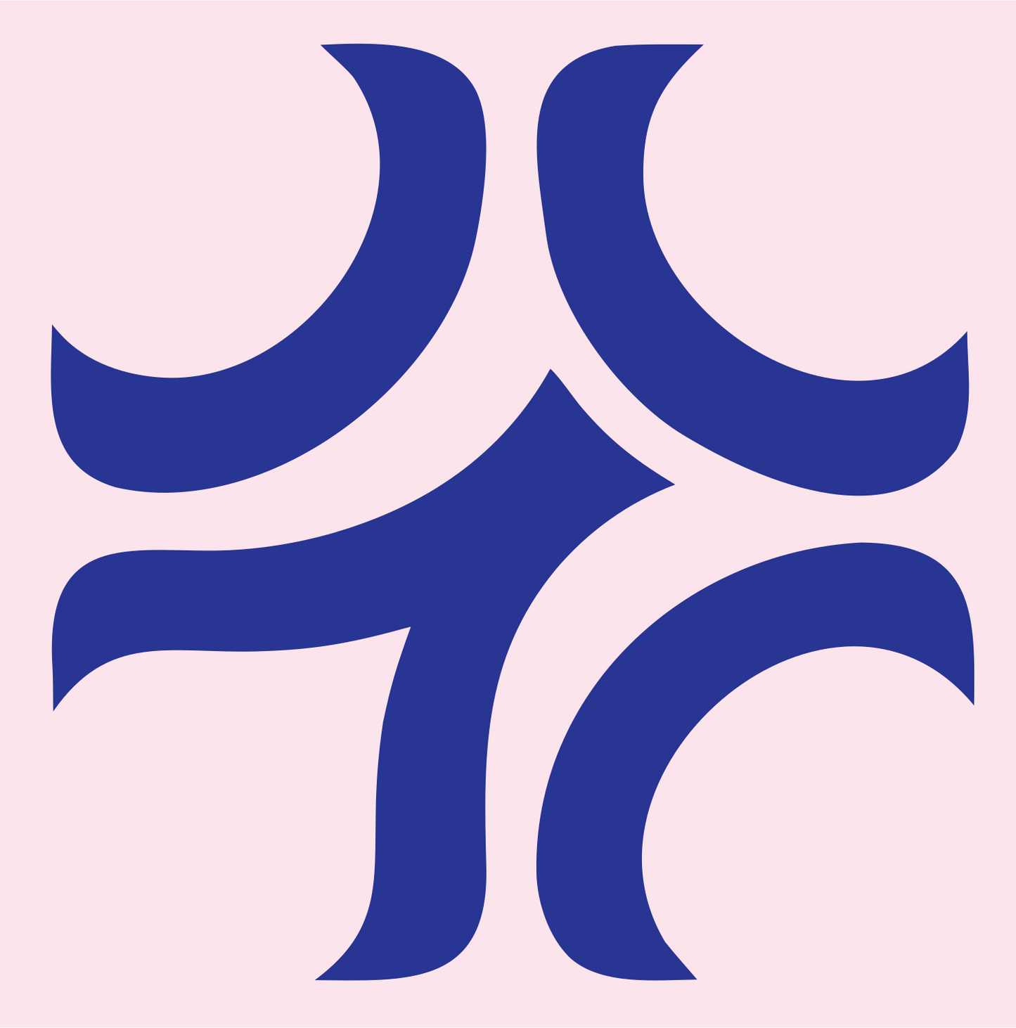 Monoline Hooked Cross Badge #fce4ec/#283593
