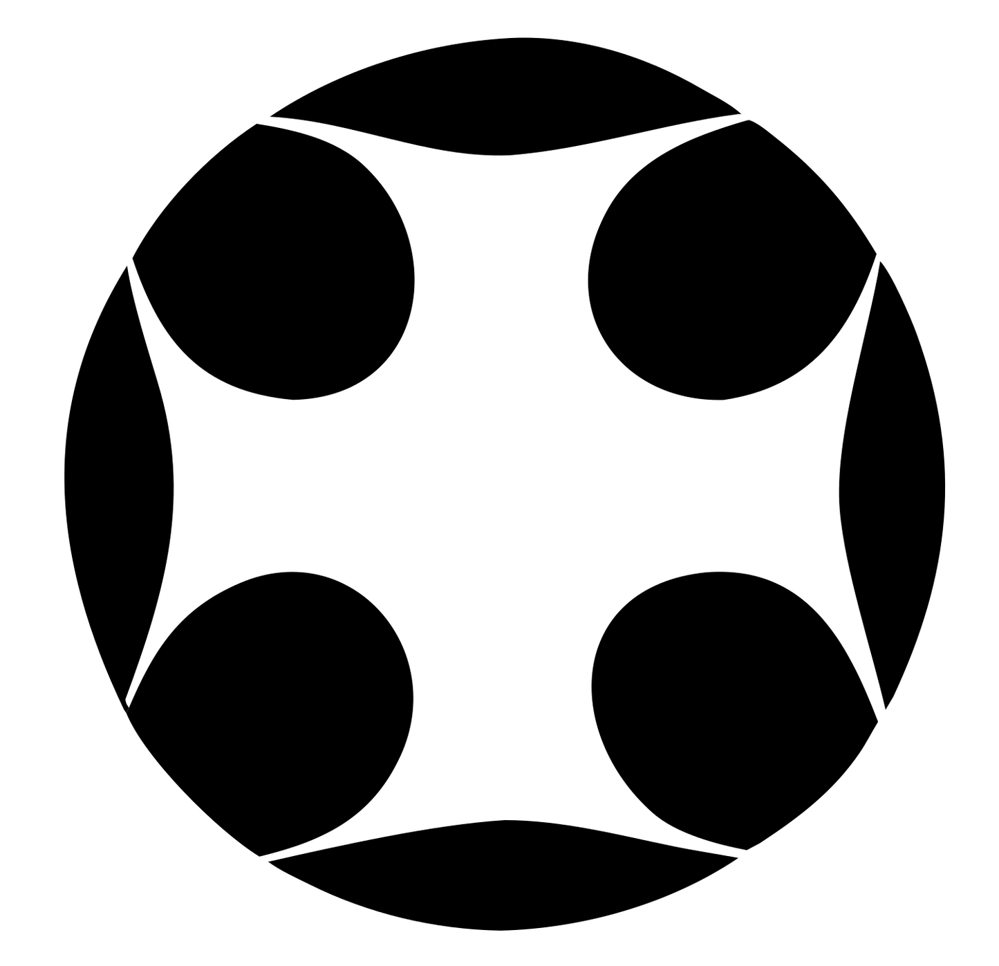 Negative Space Circle Dot Cross Mark #ffffff/#000000