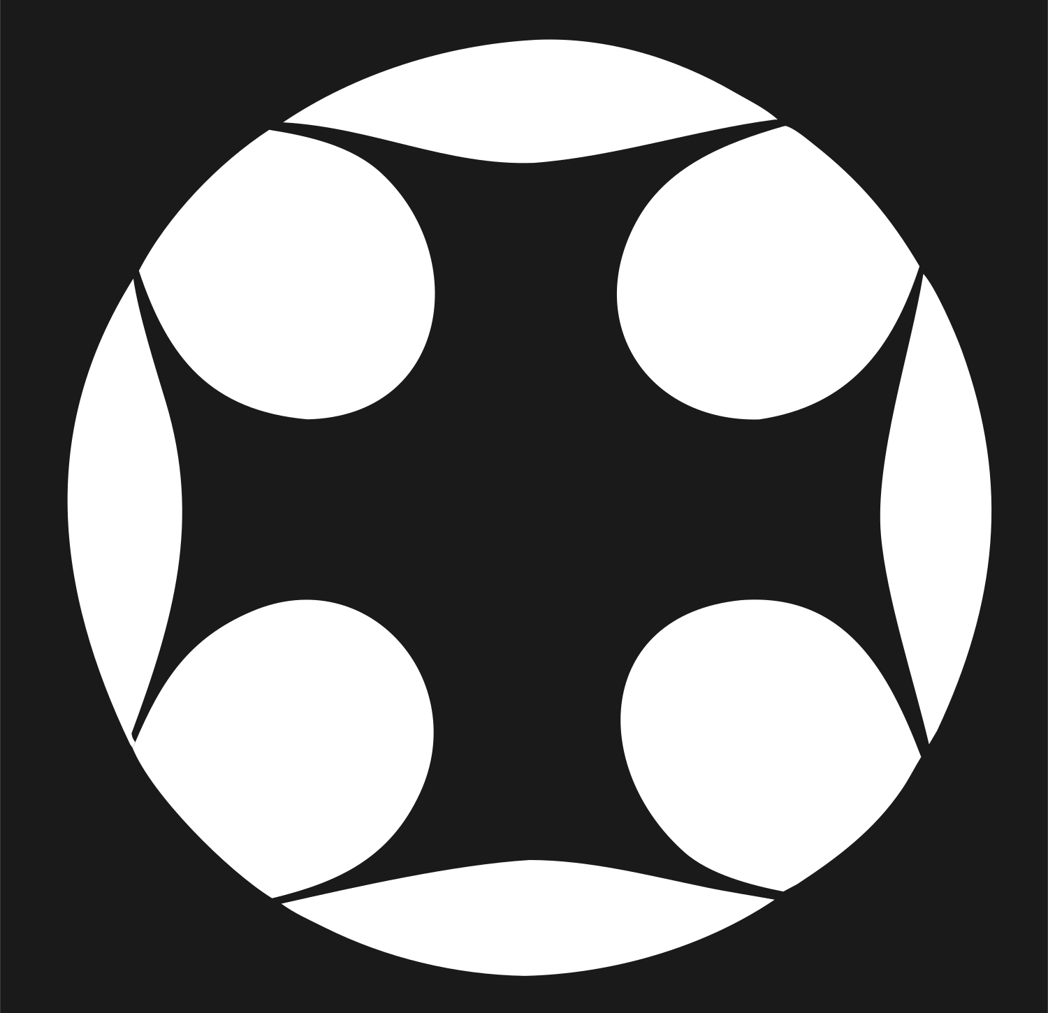 Negative Space Circle Dot Cross Mark #1a1a1a/#ffffff
