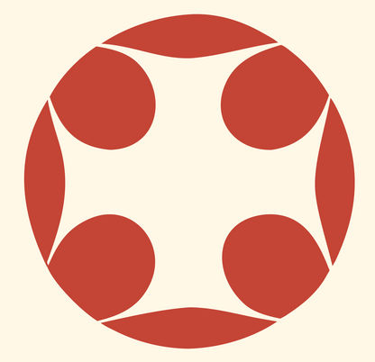 Negative Space Circle Dot Cross Mark #fff8e7/#c44536