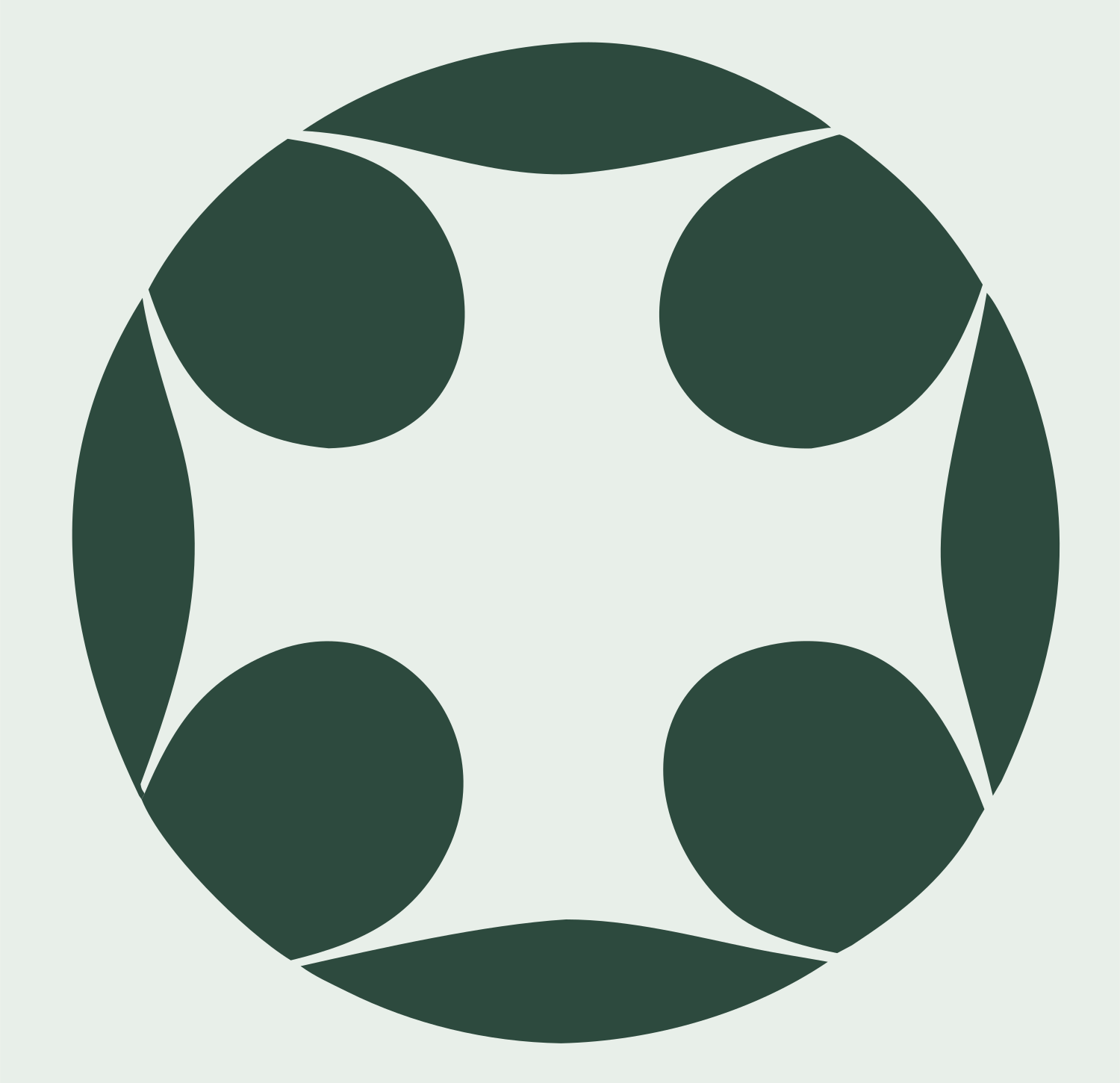Negative Space Circle Dot Cross Mark #e8efe9/#2d4a3e