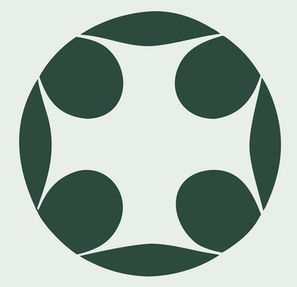 Negative Space Circle Dot Cross Mark #e8efe9/#2d4a3e