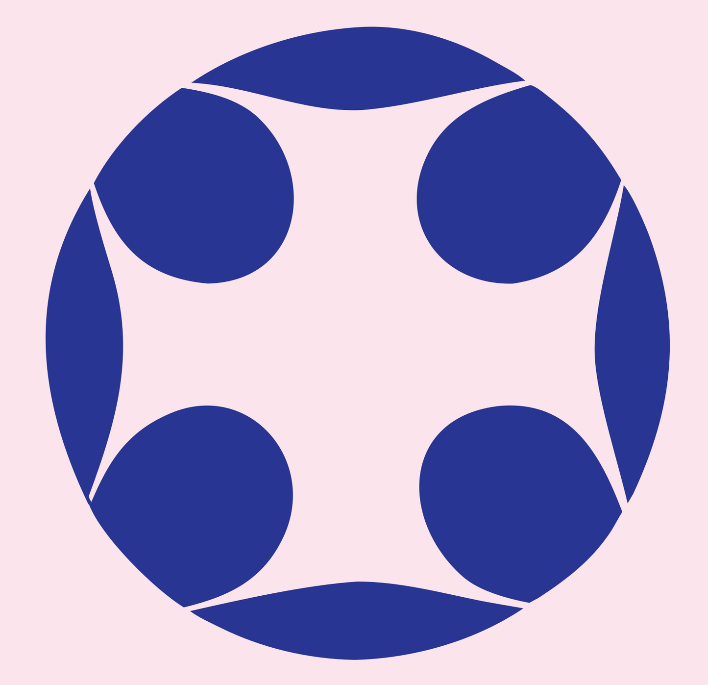Negative Space Circle Dot Cross Mark #fce4ec/#283593