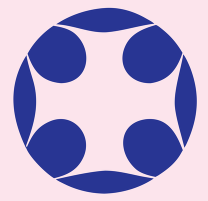 Negative Space Circle Dot Cross Mark #fce4ec/#283593