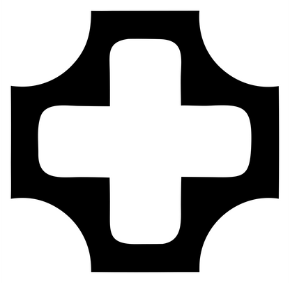 Negative Space Concave Cross Logo #ffffff/#000000