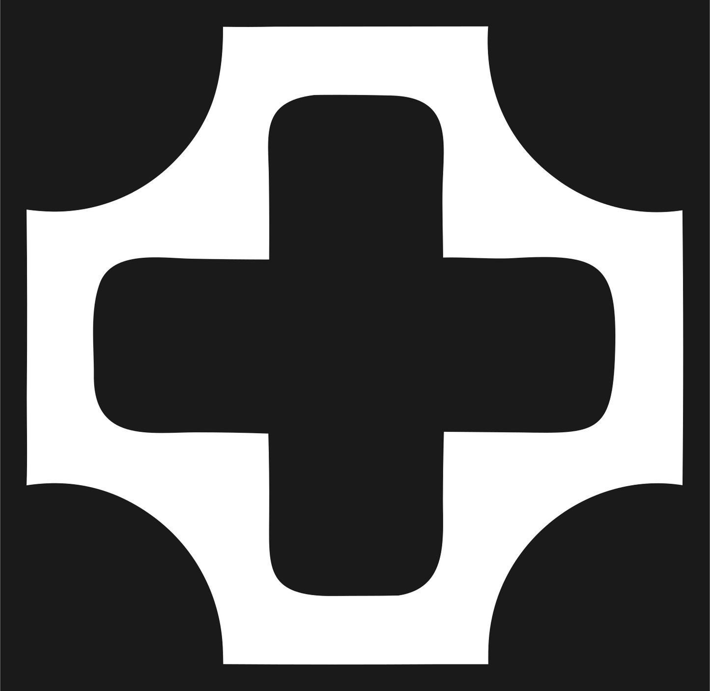 Negative Space Concave Cross Logo #1a1a1a/#ffffff