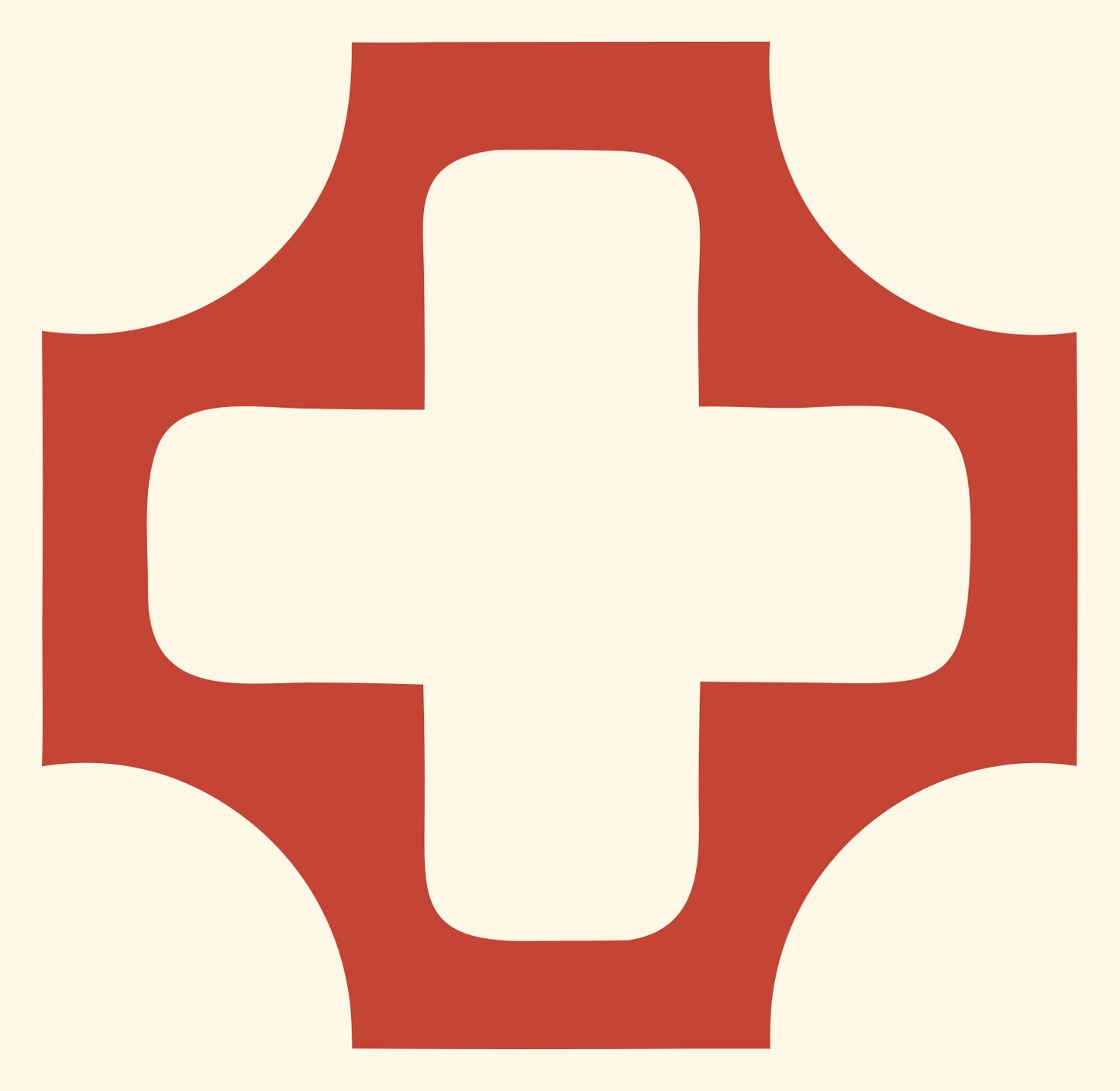 Negative Space Concave Cross Logo #fff8e7/#c44536
