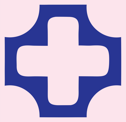 Negative Space Concave Cross Logo #fce4ec/#283593
