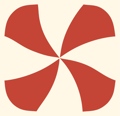 Pinwheel Cross Rotation Mark #fff8e7/#c44536