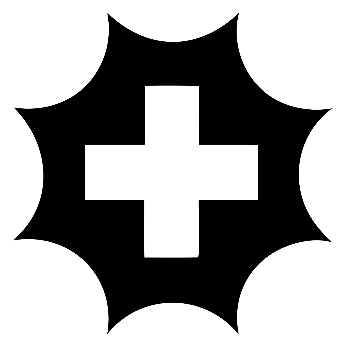 Spiked Star Cross Badge #ffffff/#000000