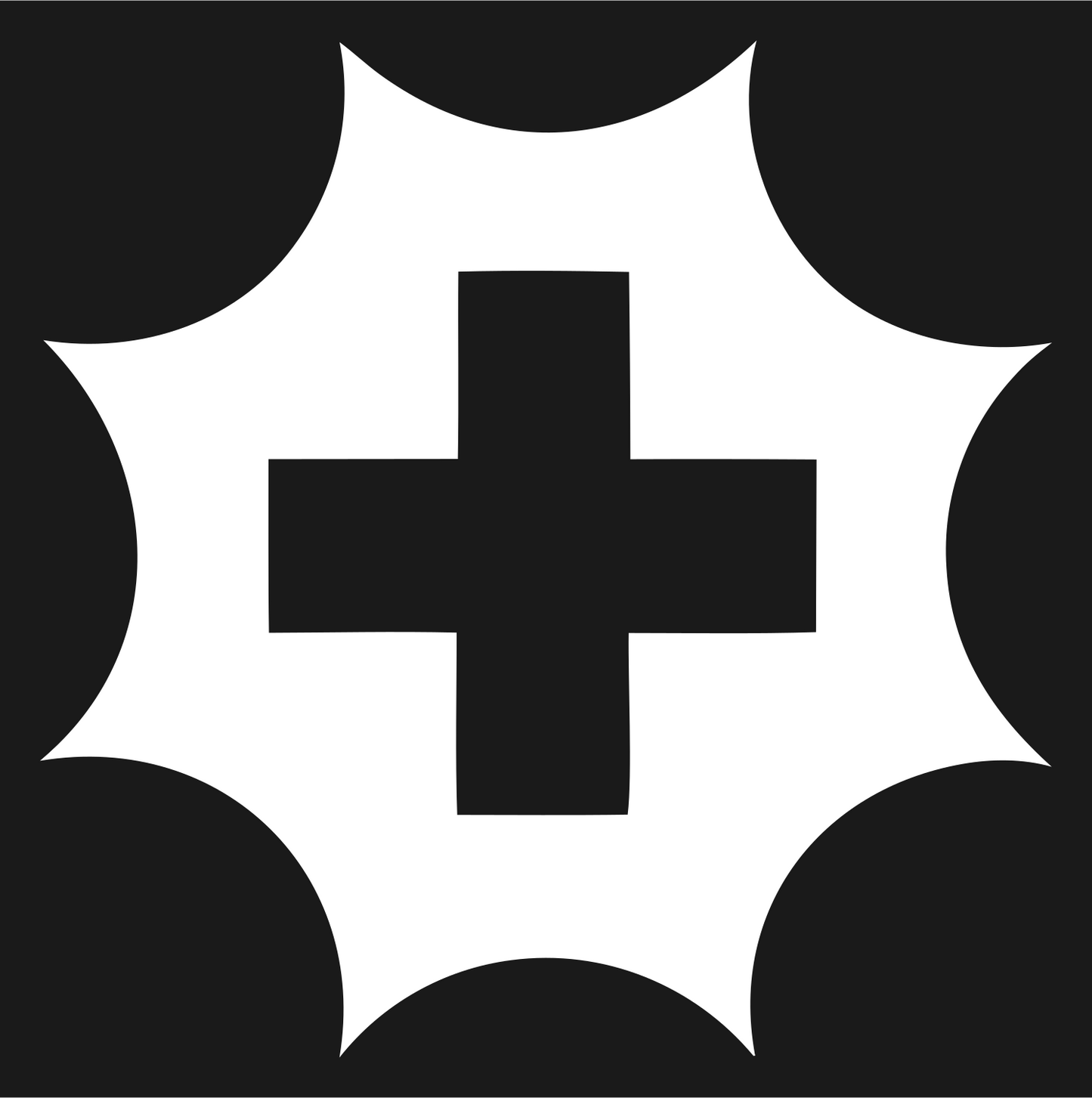 Spiked Star Cross Badge #1a1a1a/#ffffff
