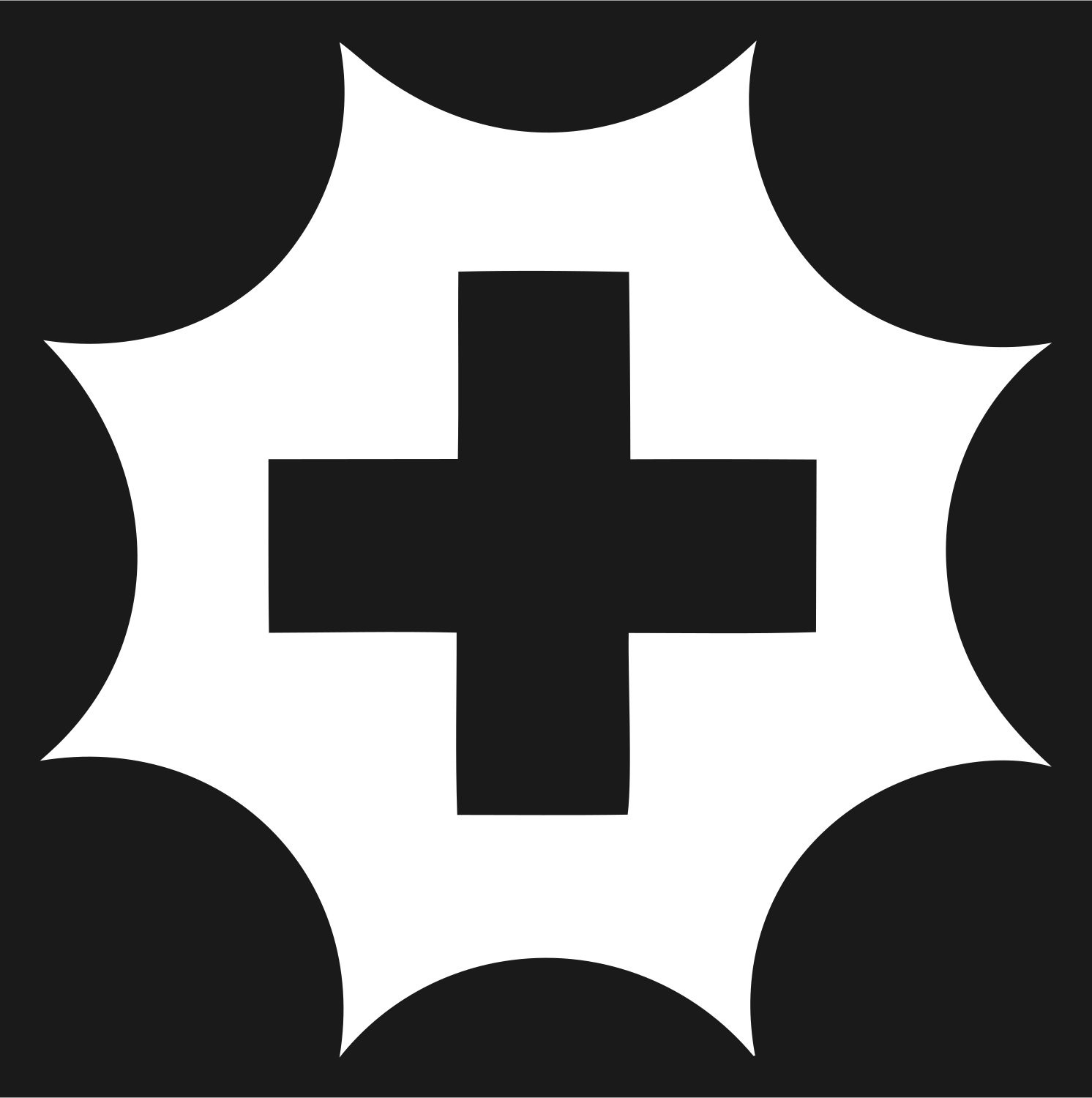 Spiked Star Cross Badge #1a1a1a/#ffffff