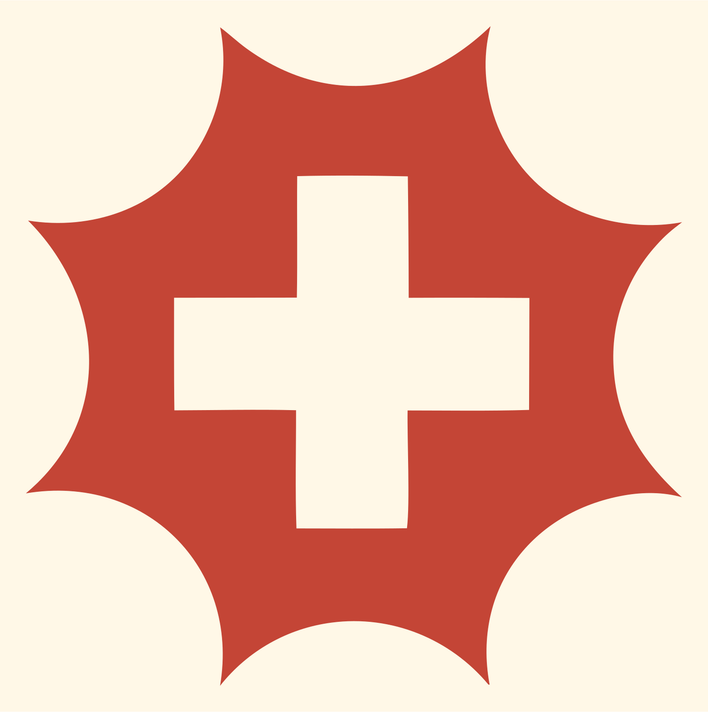 Spiked Star Cross Badge #fff8e7/#c44536