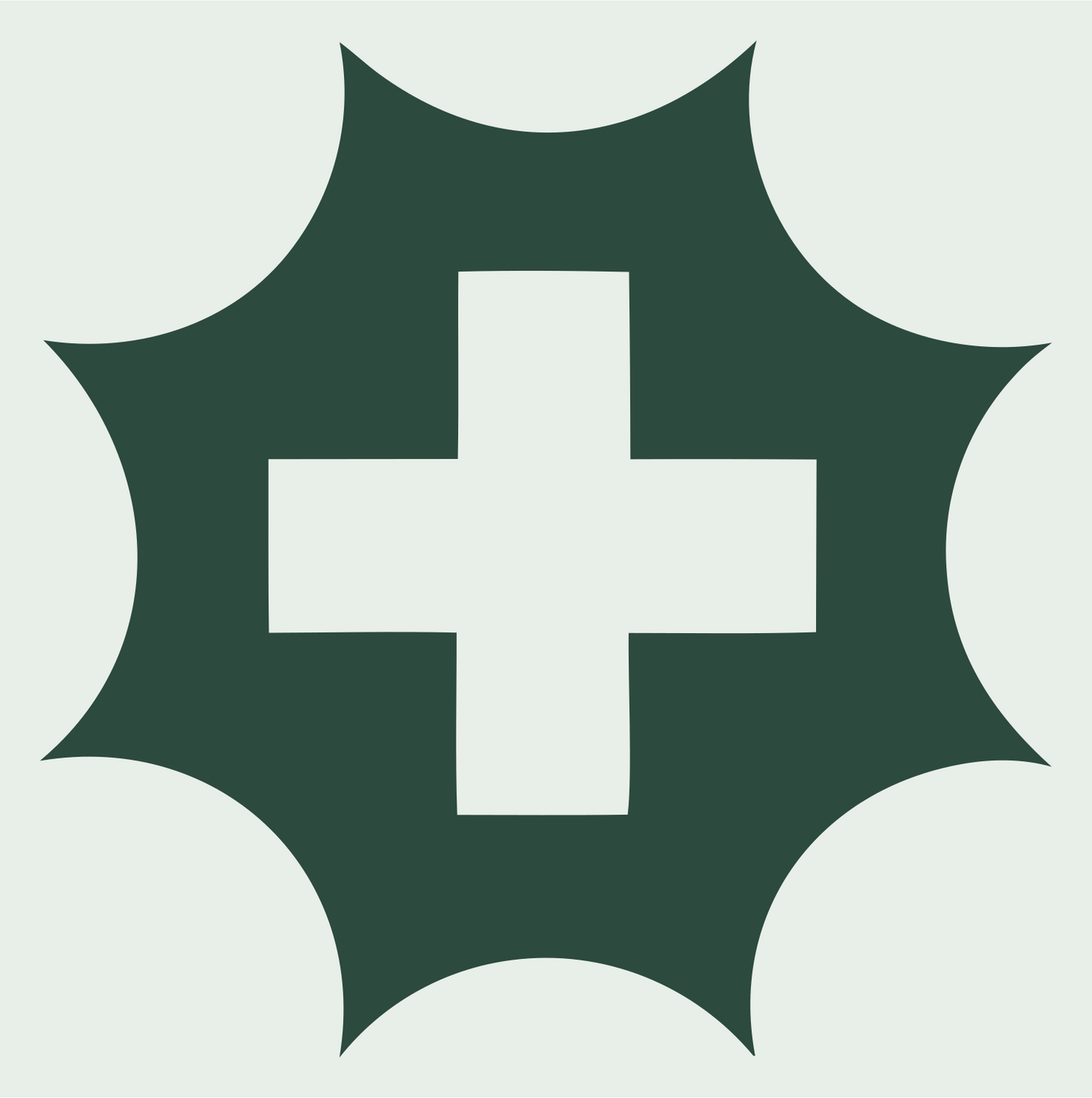 Spiked Star Cross Badge #e8efe9/#2d4a3e