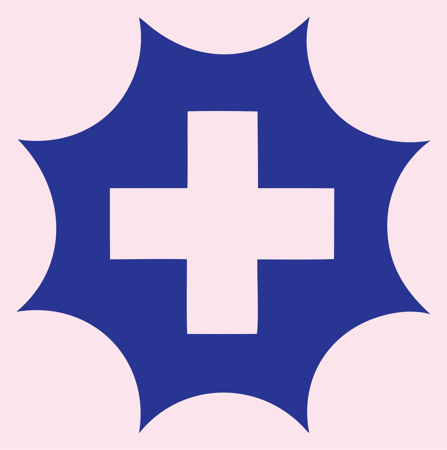Spiked Star Cross Badge #fce4ec/#283593