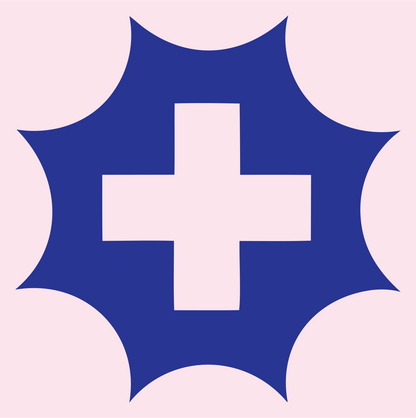 Spiked Star Cross Badge #fce4ec/#283593