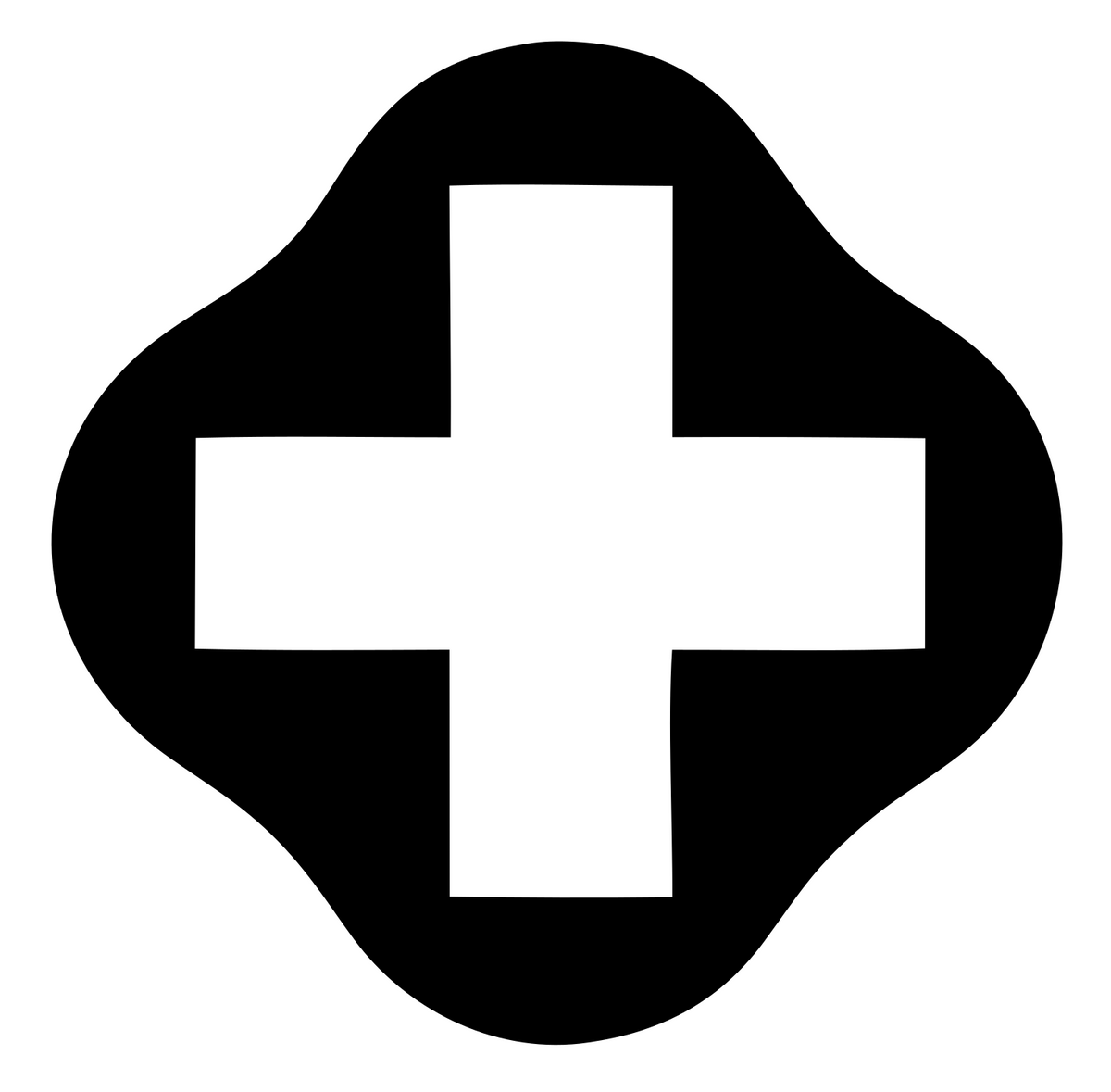 Negative Space Cross Blob Badge #ffffff/#000000