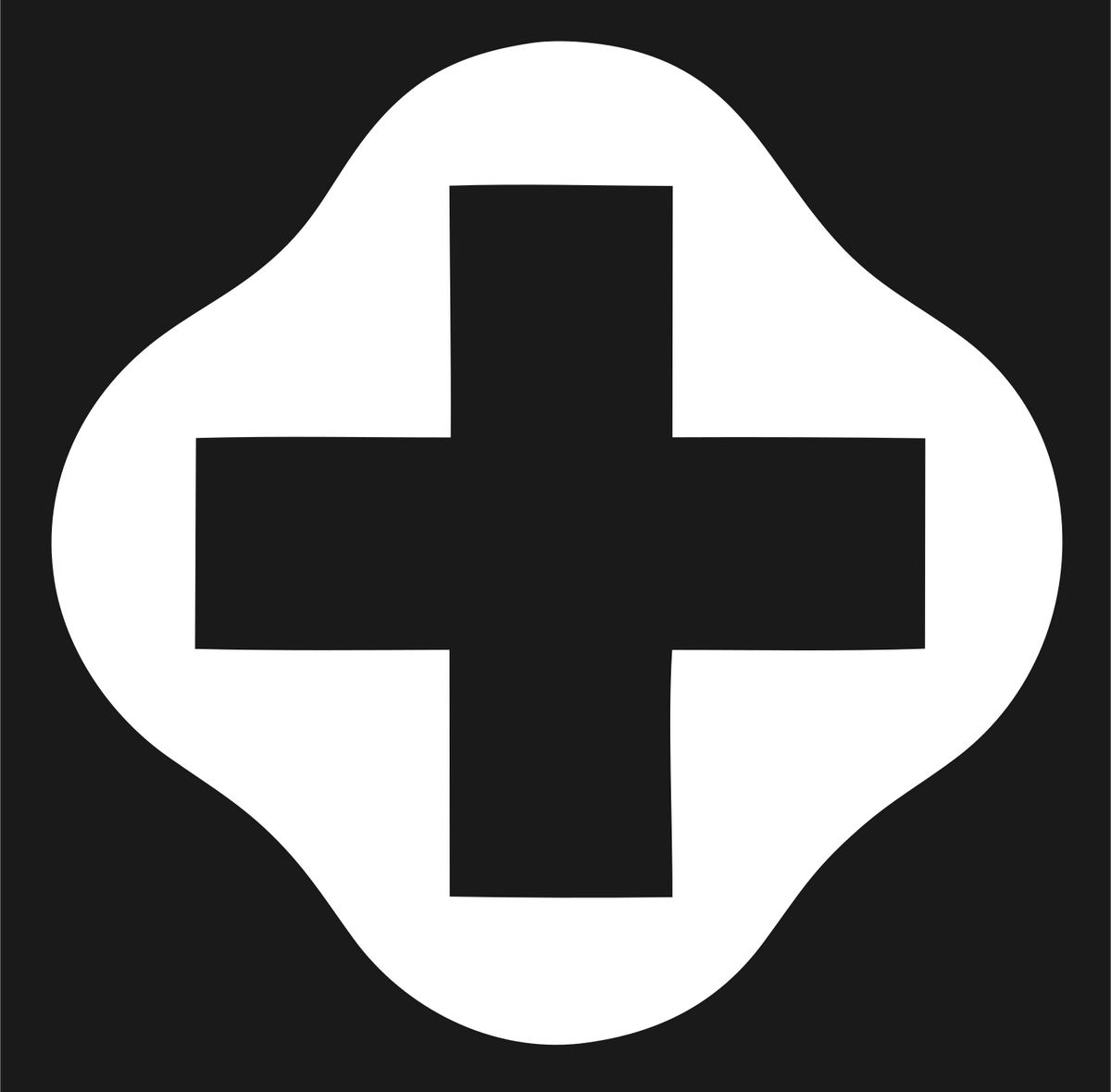 Negative Space Cross Blob Badge #1a1a1a/#ffffff